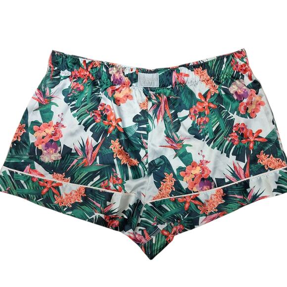 Victoria's secret NEW tropical palm leaf floral print boxer satin sleep short XL - Picture 1 of 4
